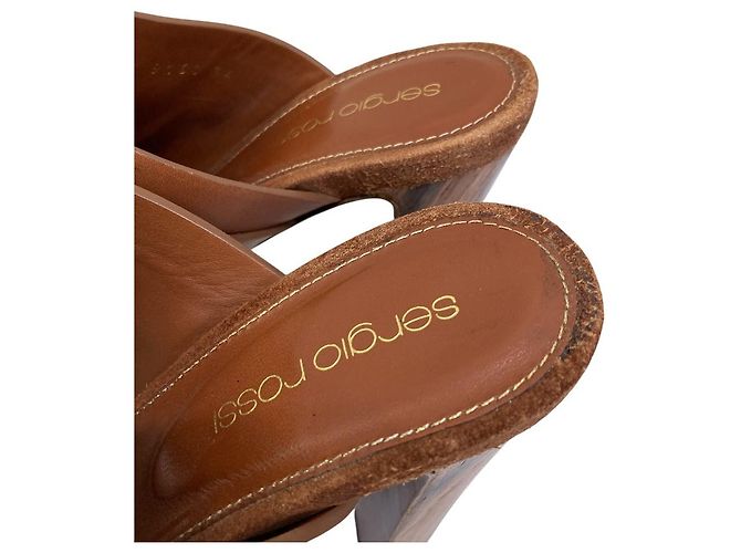 Autre Marque Hochhackige Ledersandalen von Sergio Rossi Braun - Ansicht 10