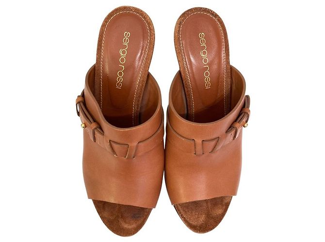 Autre Marque Hochhackige Ledersandalen von Sergio Rossi Braun - Ansicht 2
