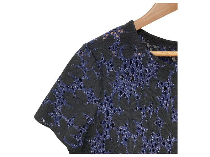 Top de manga corta con corte Christian Dior Negro Azul Azul marino - vista 2