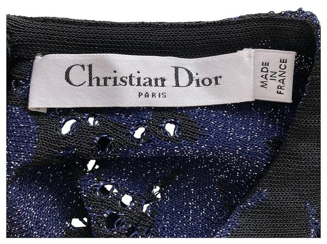 Top de manga corta con corte Christian Dior Negro Azul Azul marino - vista 4