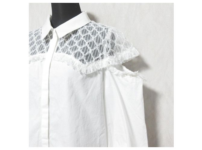Autre Marque Camicia a Maniche Lunghe Darich Block Lace Docking Bianco - vista 4