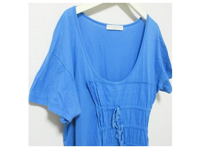 Stella Mc Cartney Vestido de algodão com decote em U e mangas curtas Stella McCartney Azul - vista 4