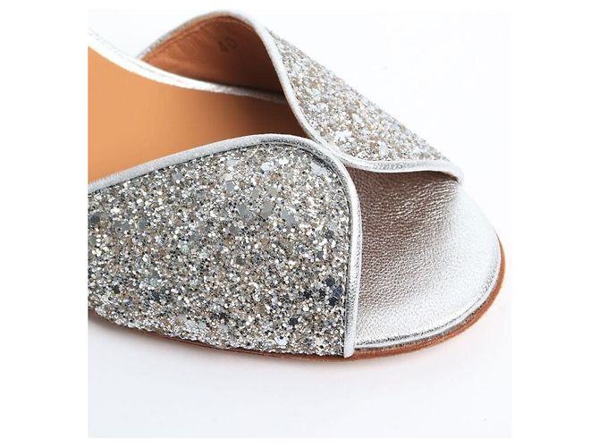 Autre Marque Silberne Pailletten-Peeptoe-Absätze - Größe EU 40 - Ansicht 4