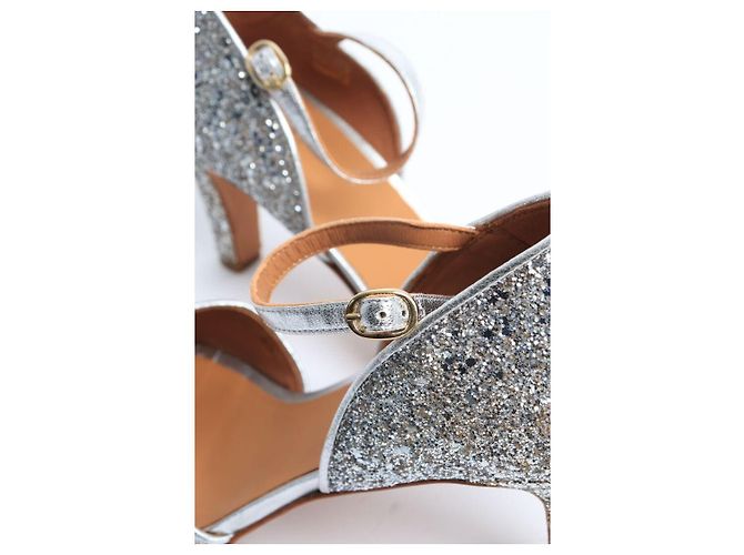 Autre Marque Silberne Pailletten-Peeptoe-Absätze - Größe EU 40 - Ansicht 5