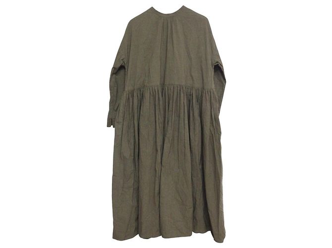 Autre Marque Abito lungo in misto lino e garza Verde - vista 2