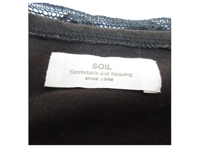 Autre Marque Pullover a maniche corte larghe con pizzo SOIL Nero - vista 7