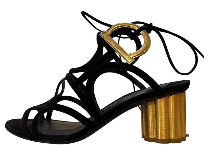 Sandali in suede con lacci Salvatore Ferragamo Nero - vista 4