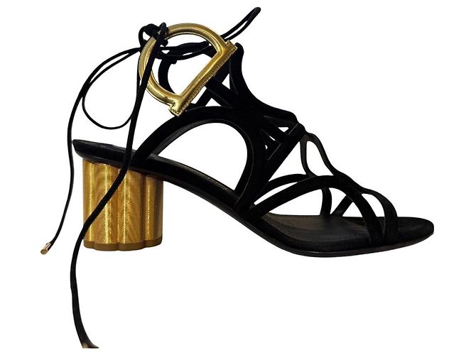 Sandali in suede con lacci Salvatore Ferragamo Nero - vista 5