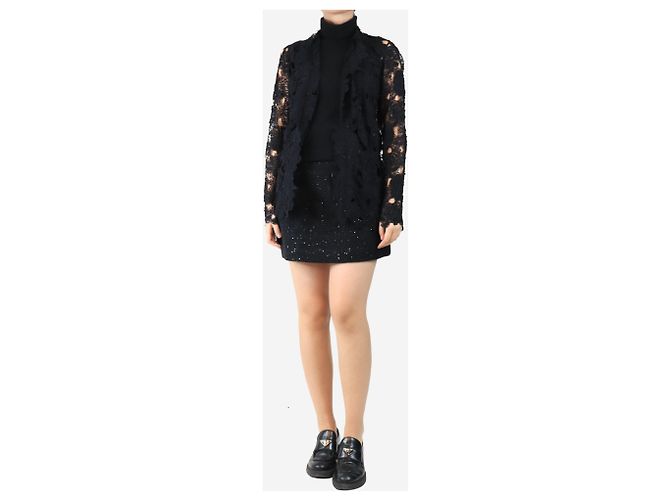 Giorgio Armani Top de encaje floral negro - talla UK 12 - vista 3