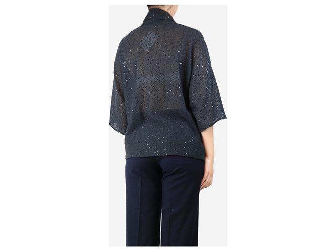 Brunello Cucinelli Charcoal sequined snap-button blouse - size S Grey - view 2