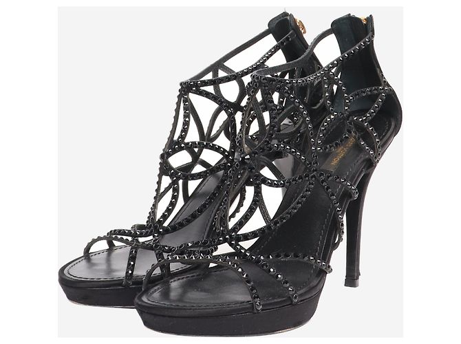 Louis Vuitton Sandali neri con cinturini gioiello - taglia EU 38,5 - vista 2