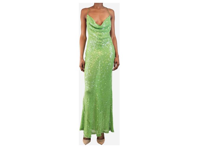 Rat & Boa Maxikleid aus grünen Pailletten Gaia - Größe S - Ansicht 3