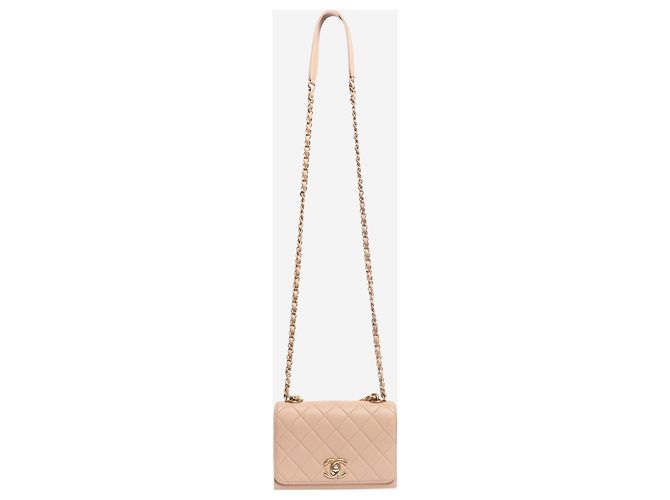 Chanel Mini borsa a tracolla con catena di perle rosa polveroso - vista 2