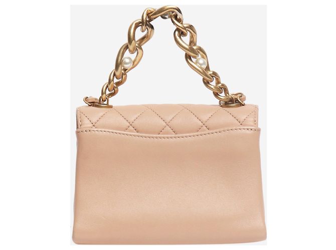 Chanel Mini borsa a tracolla con catena di perle rosa polveroso - vista 4