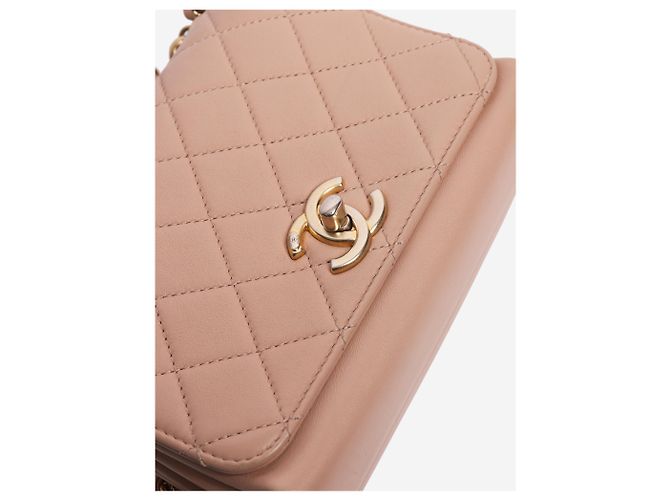 Chanel Mini borsa a tracolla con catena di perle rosa polveroso - vista 5
