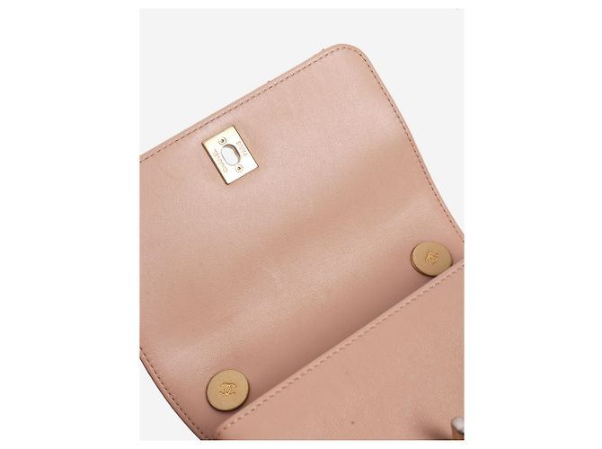 Chanel Mini borsa a tracolla con catena di perle rosa polveroso - vista 6