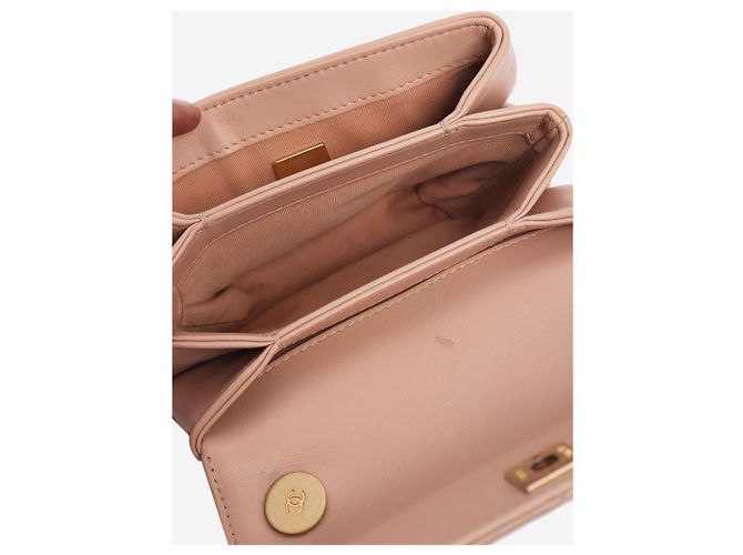 Chanel Mini borsa a tracolla con catena di perle rosa polveroso - vista 8