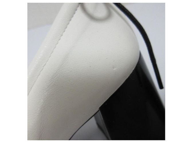 Autre Marque Patou Drawstring Leather Square Toe Block Heel Pumps White - view 12