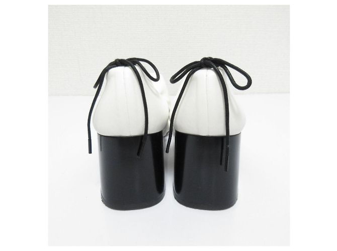 Autre Marque Patou Drawstring Leather Square Toe Block Heel Pumps White - view 4
