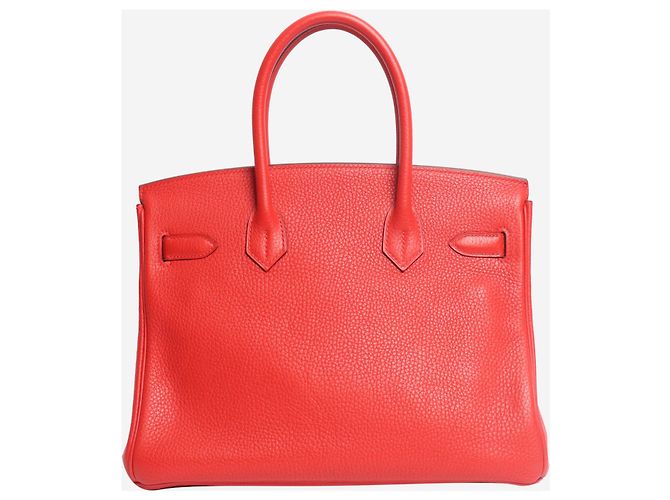 Hermès Borsa Birkin 30 rossa in pelle Clémence Rosso - vista 3