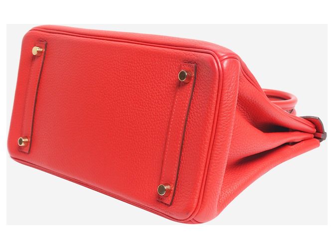 Hermès Borsa Birkin 30 rossa in pelle Clémence Rosso - vista 4