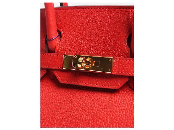 Hermès Borsa Birkin 30 rossa in pelle Clémence Rosso - vista 5