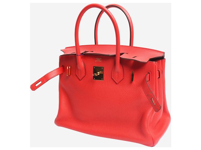 Hermès Borsa Birkin 30 rossa in pelle Clémence Rosso - vista 6
