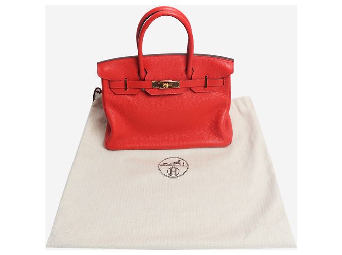 Hermès Borsa Birkin 30 rossa in pelle Clémence Rosso - vista 8