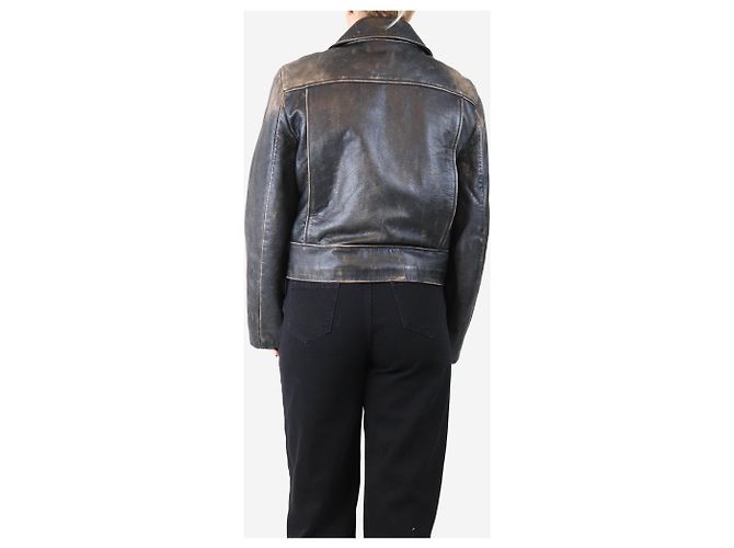 Frame Denim Schwarze, abgenutzte Lederjacke - Größe S - Ansicht 2