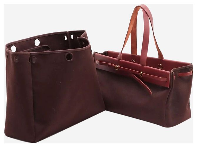 Hermès Borsa tote GM Herbag vintage 2002 marrone - vista 15