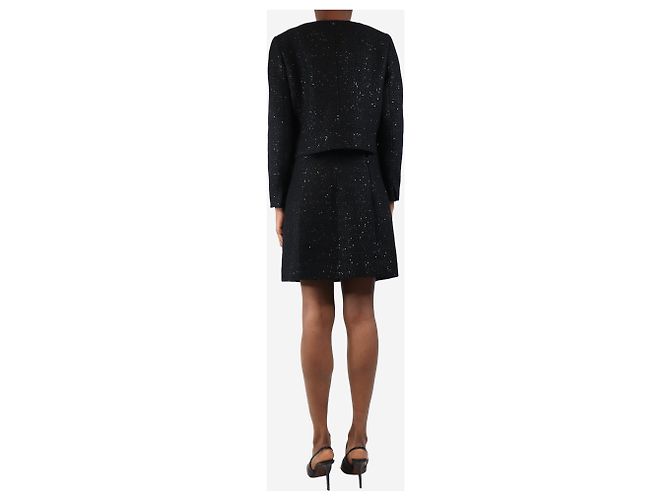 J.Crew Completo giacca in tweed nero con paillettes e gonna - taglia UK 8 - vista 2