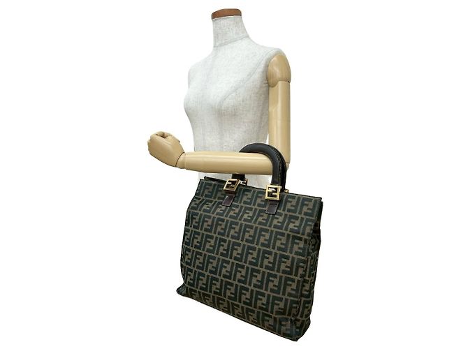 Fendi Zucca FF-Muster Handtasche/Tote Bag Braun Schwarz Khaki - Ansicht 2