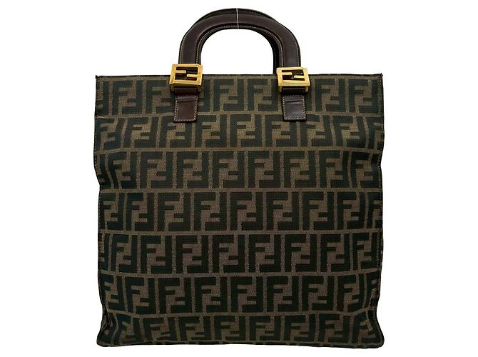 Fendi Zucca FF-Muster Handtasche/Tote Bag Braun Schwarz Khaki - Ansicht 3