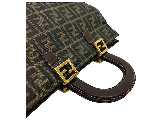Fendi Zucca FF-Muster Handtasche/Tote Bag Braun Schwarz Khaki - Ansicht 4