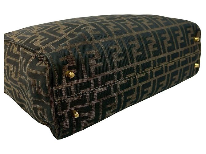 Fendi Zucca FF-Muster Handtasche/Tote Bag Braun Schwarz Khaki - Ansicht 7