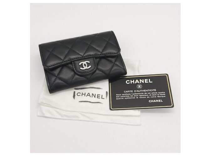 Chanel Kartenhalter aus gestepptem Lammleder Schwarz - Ansicht 8
