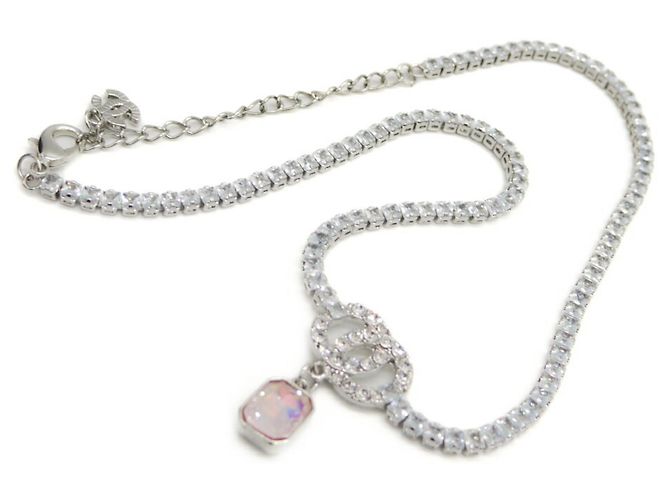 Collar de tenis con colgante Coco Mark de cristal rosa de CHANEL - vista 3