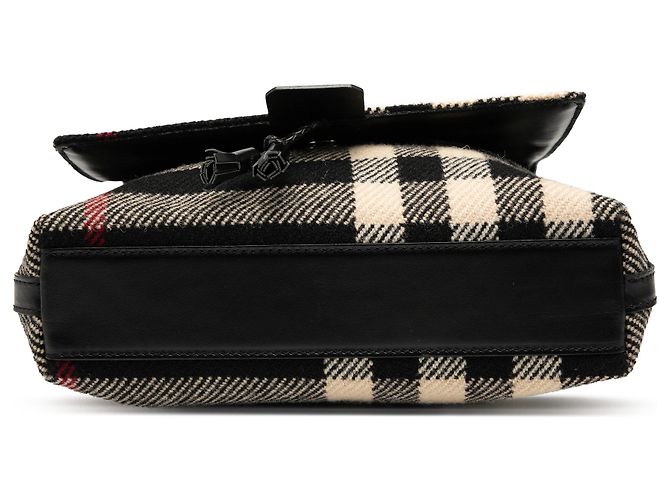 Borsa a spalla in lana a quadri mega nera Burberry Nero - vista 3
