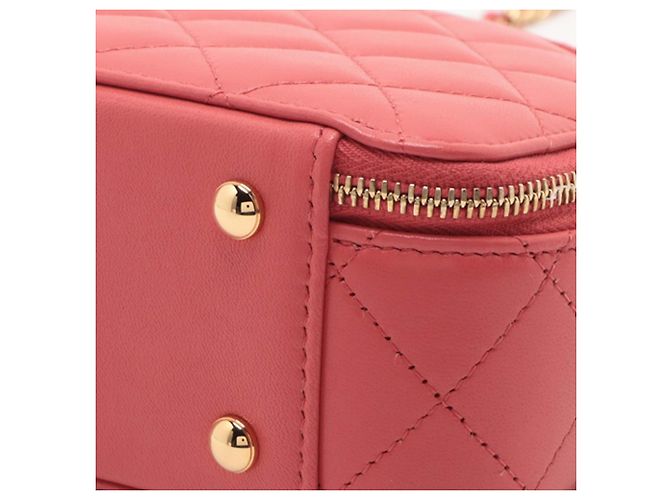 Chanel Rosso Trapuntato in Agnello Chic Riviera Vanity Case con Manico - vista 7