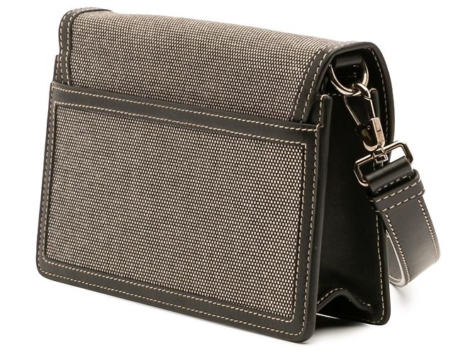 Borsa a tracolla Burberry in tela grigia Horseferry Note Marrone - vista 2