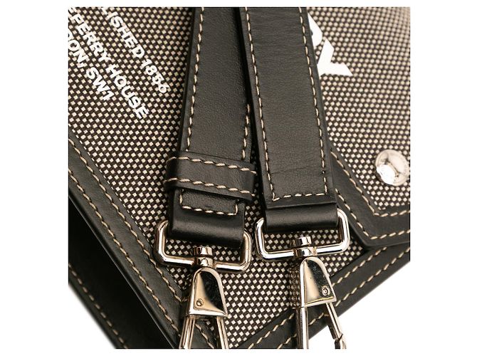 Borsa a tracolla Burberry in tela grigia Horseferry Note Marrone - vista 7