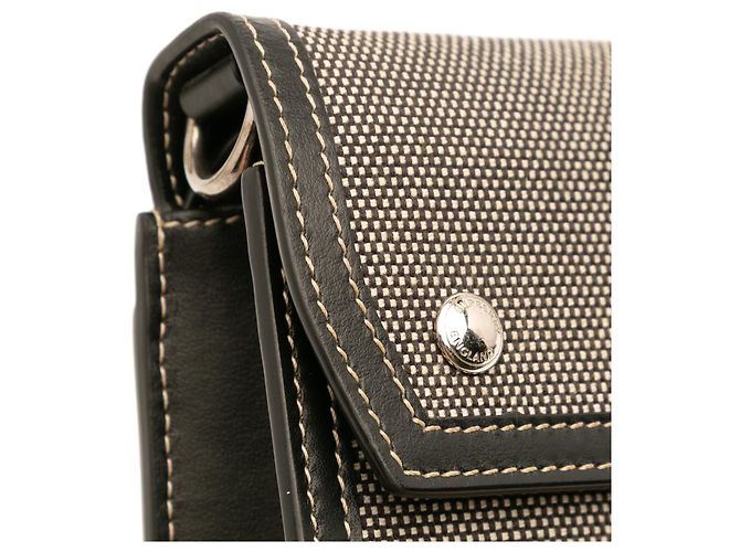 Borsa a tracolla Burberry in tela grigia Horseferry Note Marrone - vista 8