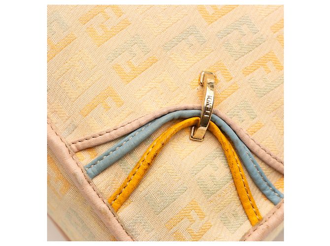Fendi Beige Zucchino Canvas F Charm Crossbody - vista 10