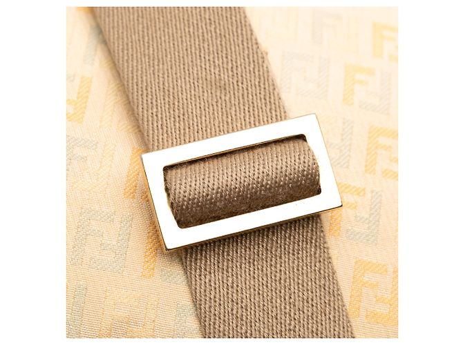 Fendi Beige Zucchino Canvas F Charm Crossbody - vista 11