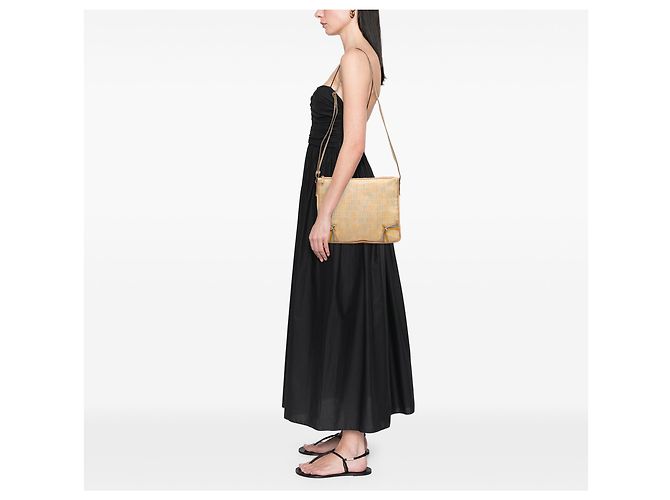 Fendi Beige Zucchino Canvas F Charm Crossbody - vista 12