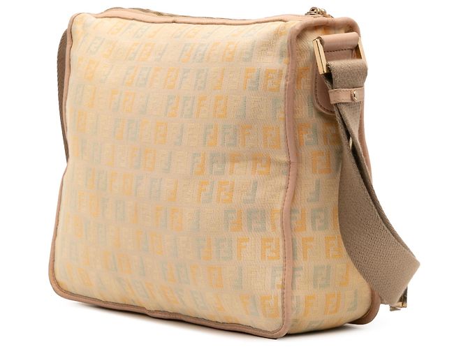 Fendi Beige Zucchino Canvas F Charm Crossbody - vista 2