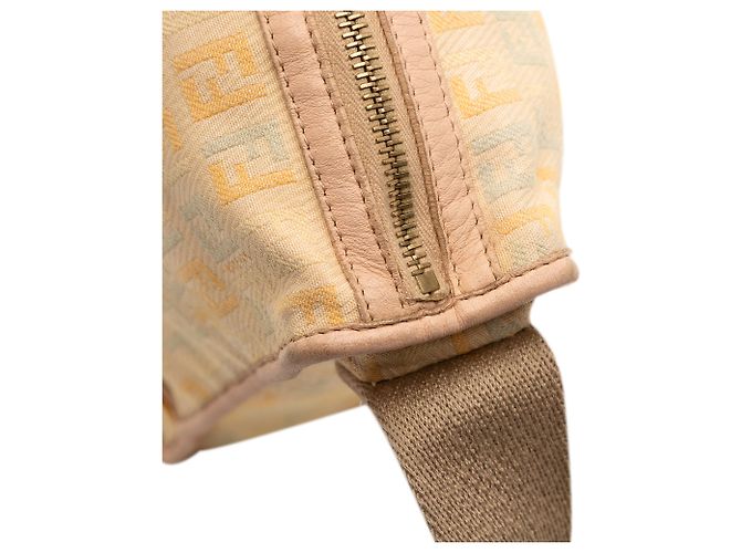 Fendi Beige Zucchino Canvas F Charm Crossbody - vista 8