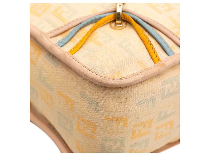 Fendi Beige Zucchino Canvas F Charm Crossbody - vista 9