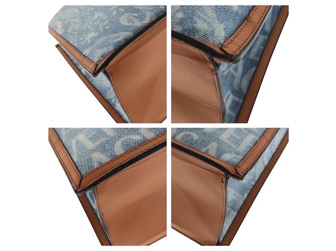 Borsa Tote in Denim Versace Marrone Blu - vista 3