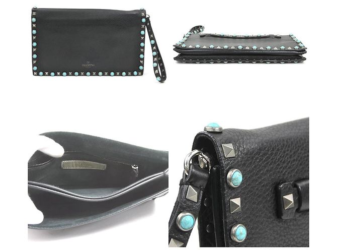 Clutch in pelle nera Valentino Garavani Nero - vista 3